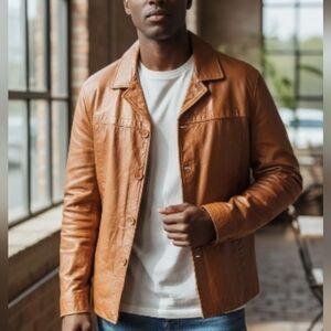 Wilsons Leather Men Vintag  Leather  Button Down Quilted Lined Jacket - Size 2xl